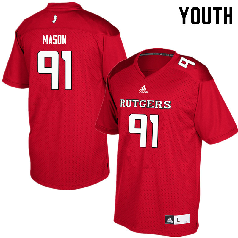 Youth #91 Tijaun Mason Rutgers Scarlet Knights College Football Jerseys Sale-Red